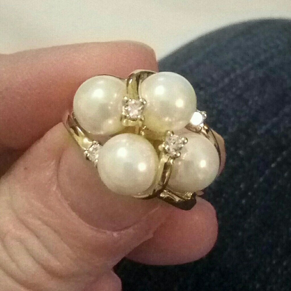Pearl, Gold Dipped Ring, Size 7